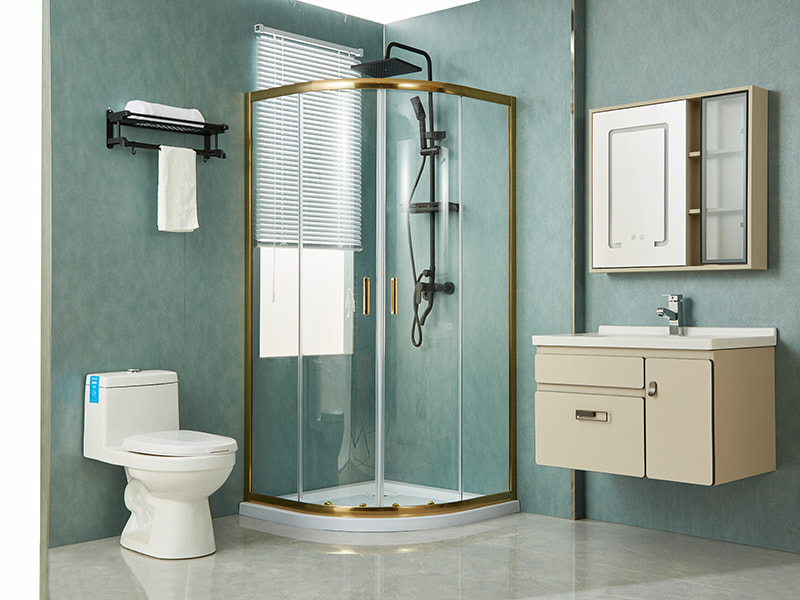 SE liukuva suihkukaappi, kirkas karkaistu lasi, kultainen alumiiniprofiili, kaksireikäinen kahva, ilman alustaa SE liukuva suihkukaappi, kirkas karkaistu lasi, kultainen alumiiniprofiili, kaksireikäinen kahva, ilman alustaa